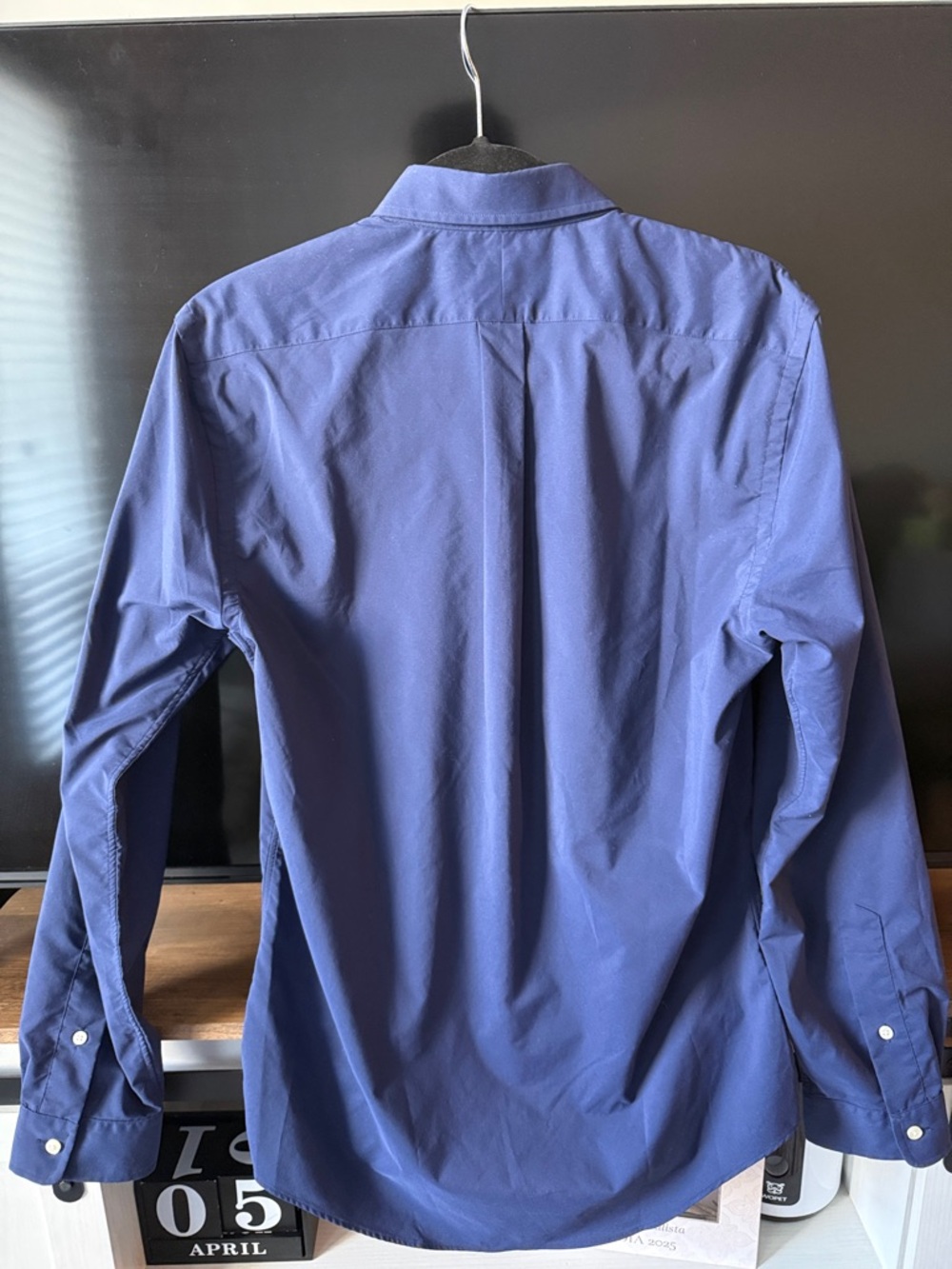 Ralph Lauren Men’s Medium Slim-Fit Navy Blue Performance Shirt - Picture 2 of 6